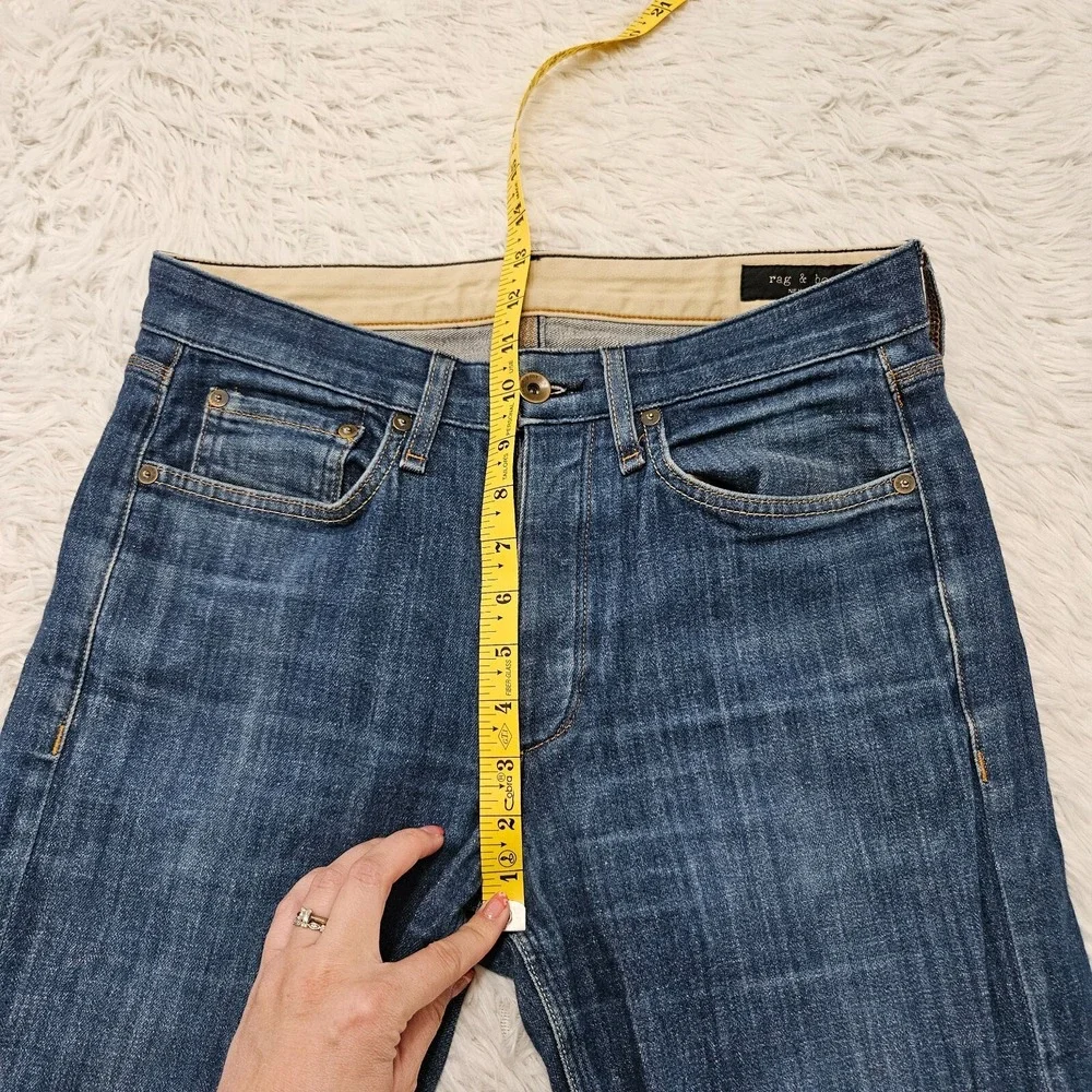 Rag & Bone Men's Sz 30x32 Denim Blue Button Fly Slim Straight Linen Rinse‎ Jeans